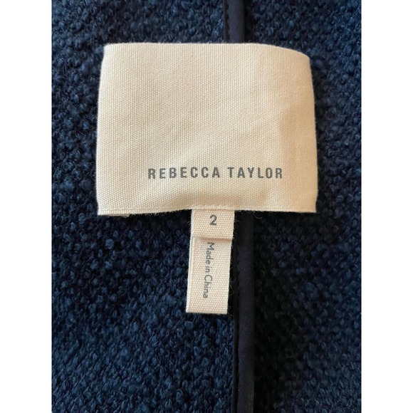 Rebecca Taylor Frayed Cardigan Jacket Collarless Long Sleeve Size 2 Blue - Picture 10 of 11